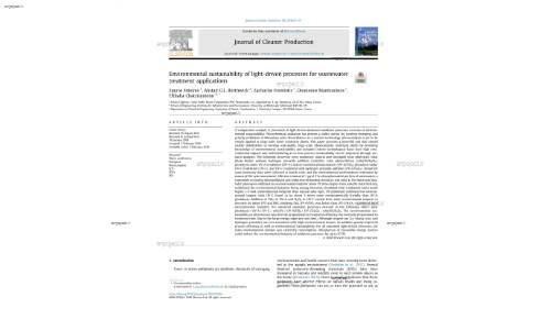 Environmental sustainability of light-driven processes for wastewater treatment applications